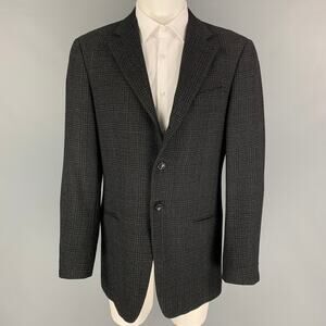 ARMANI COLLEZIONI Size 40 Black Charcoal Plaid Wool Sport Coat